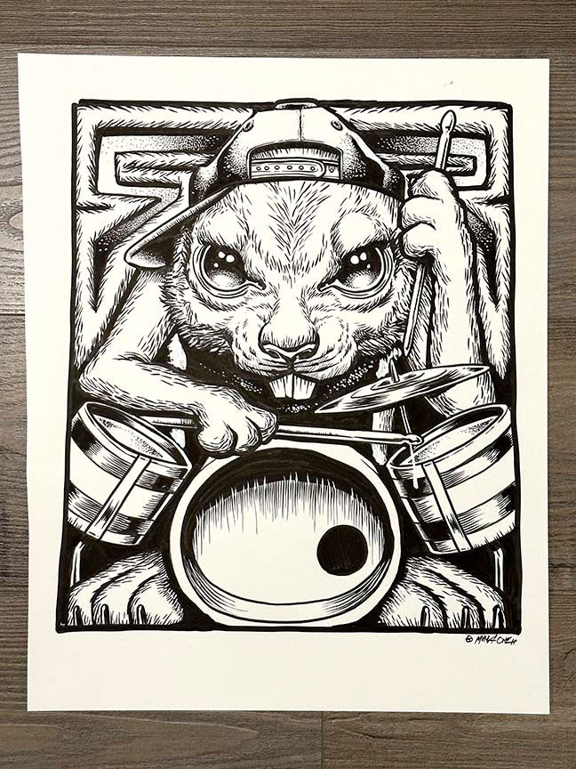 Large Rabbit Drums Inks, by Munk One