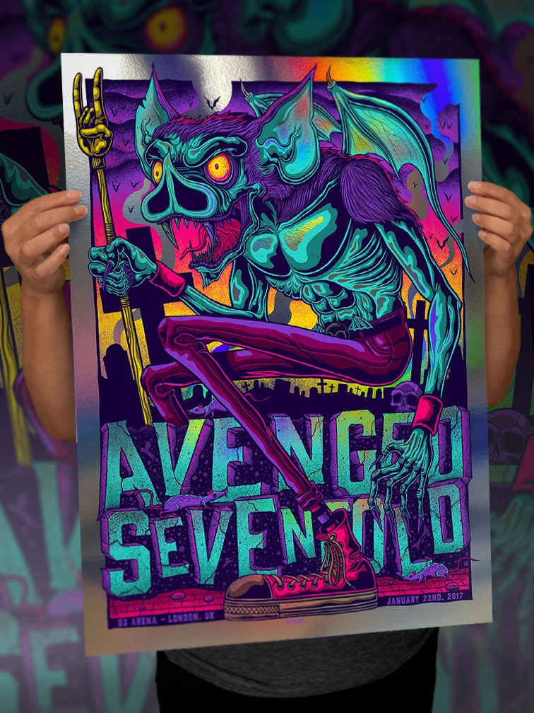 Avenged Sevenfold London N2 Foil, by Jim Mazza, 2017