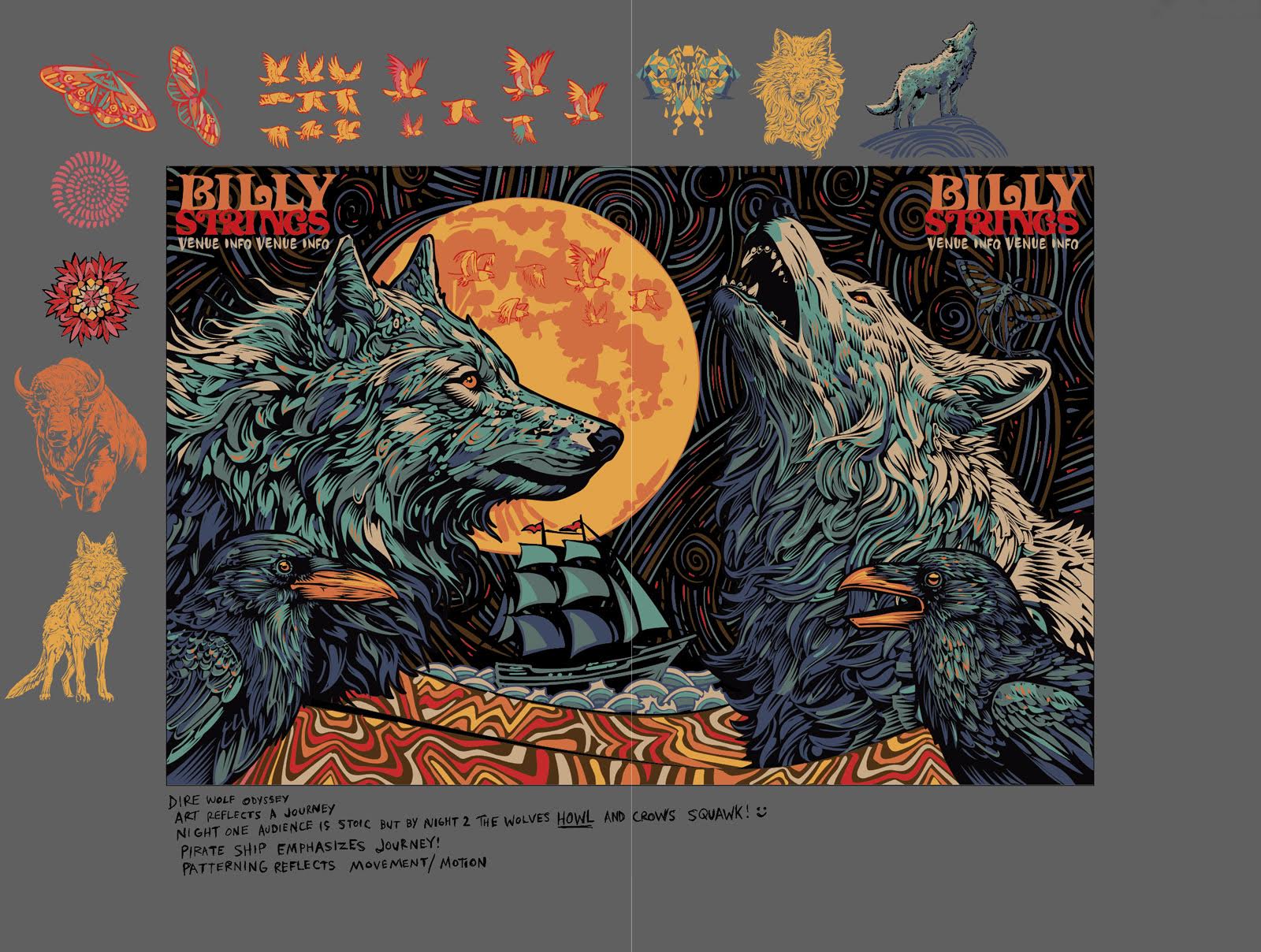 Billy Strings Set of two - wolf odyssey, by Todd Slater thumbnail 3