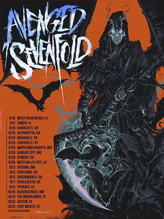 Avenged Sevenfold Leg 2 Orange Variant Rainbow Foil AP, by Collin Estrada