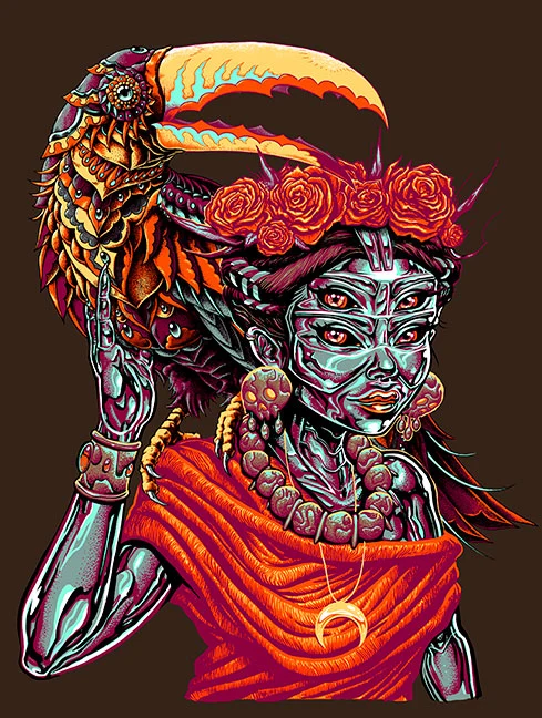 Cosmic Jungle Collaboration Print on Graphite Stock, by Munk One x Bioworkz