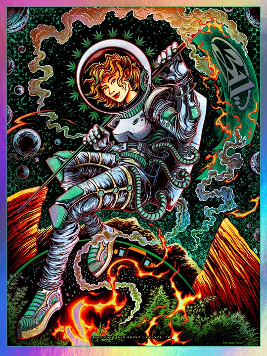 311 x Play:Bk Red Rocks Green on Rainbow Foil, by Miles Tsang, 1996