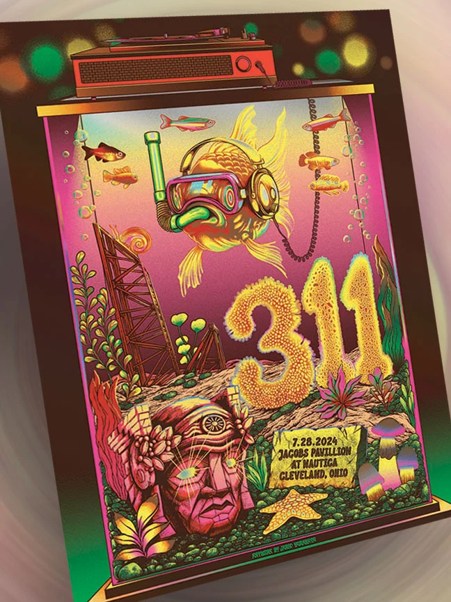 311 Cleveland Pink Variant Rainbow Foil APs, by Jared Yamahata