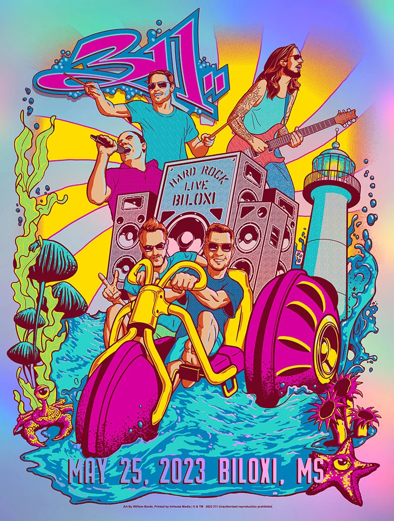 311 Biloxi Variant Fuschia Rainbow Foil AP, by William Borde