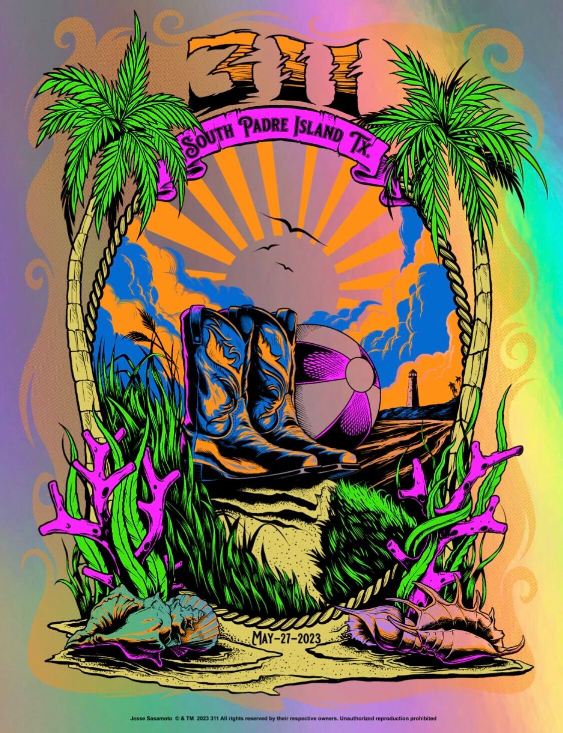 311 South Padre Tx Rainbow Foil AP, by Jesse Sasamoto