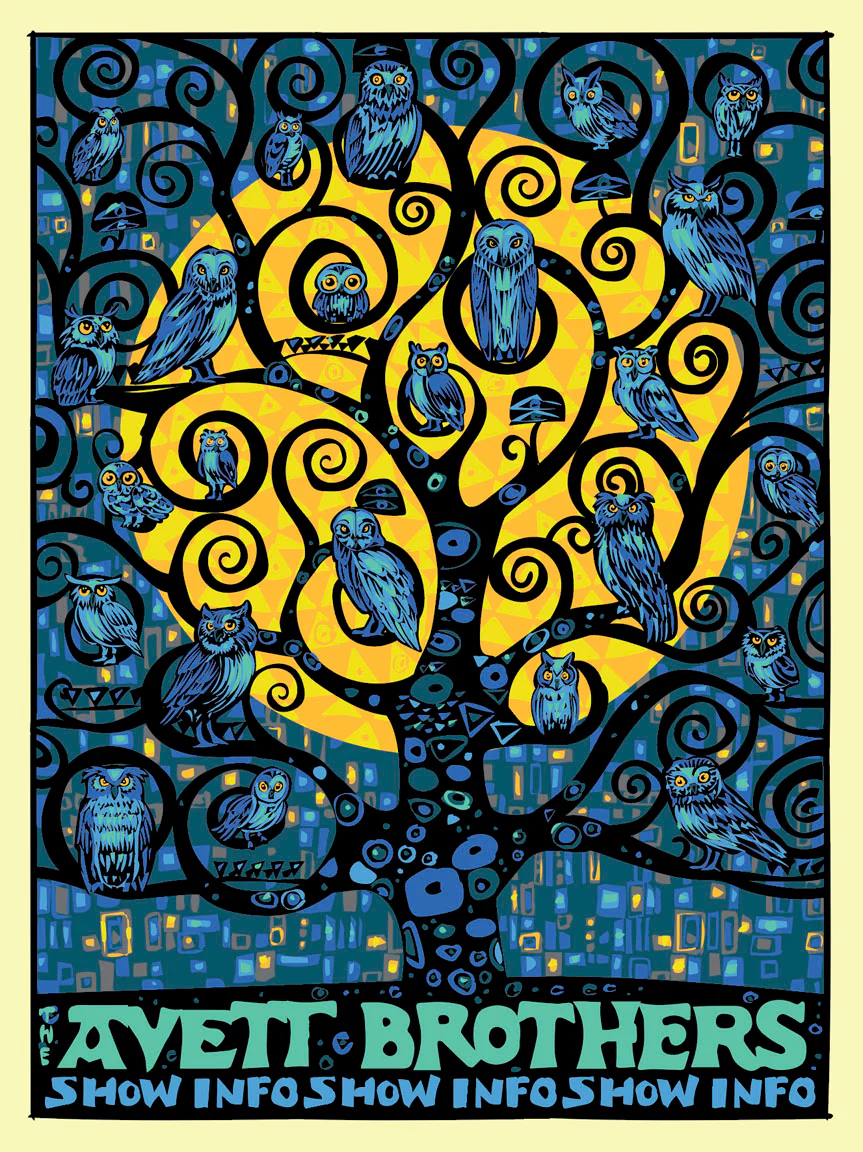 Avett Brothers - Klimt tree, by Todd Slater thumbnail 2