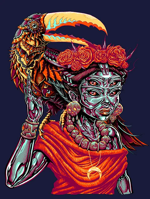Cosmic Jungle Collaboration Print on Cosmic Metal Color Stock, by Munk One x Bioworkz