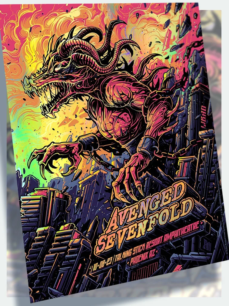Avenged Sevenfold Phoenix Variant Rainbow Foil AP, by Dan Mumford thumbnail 2