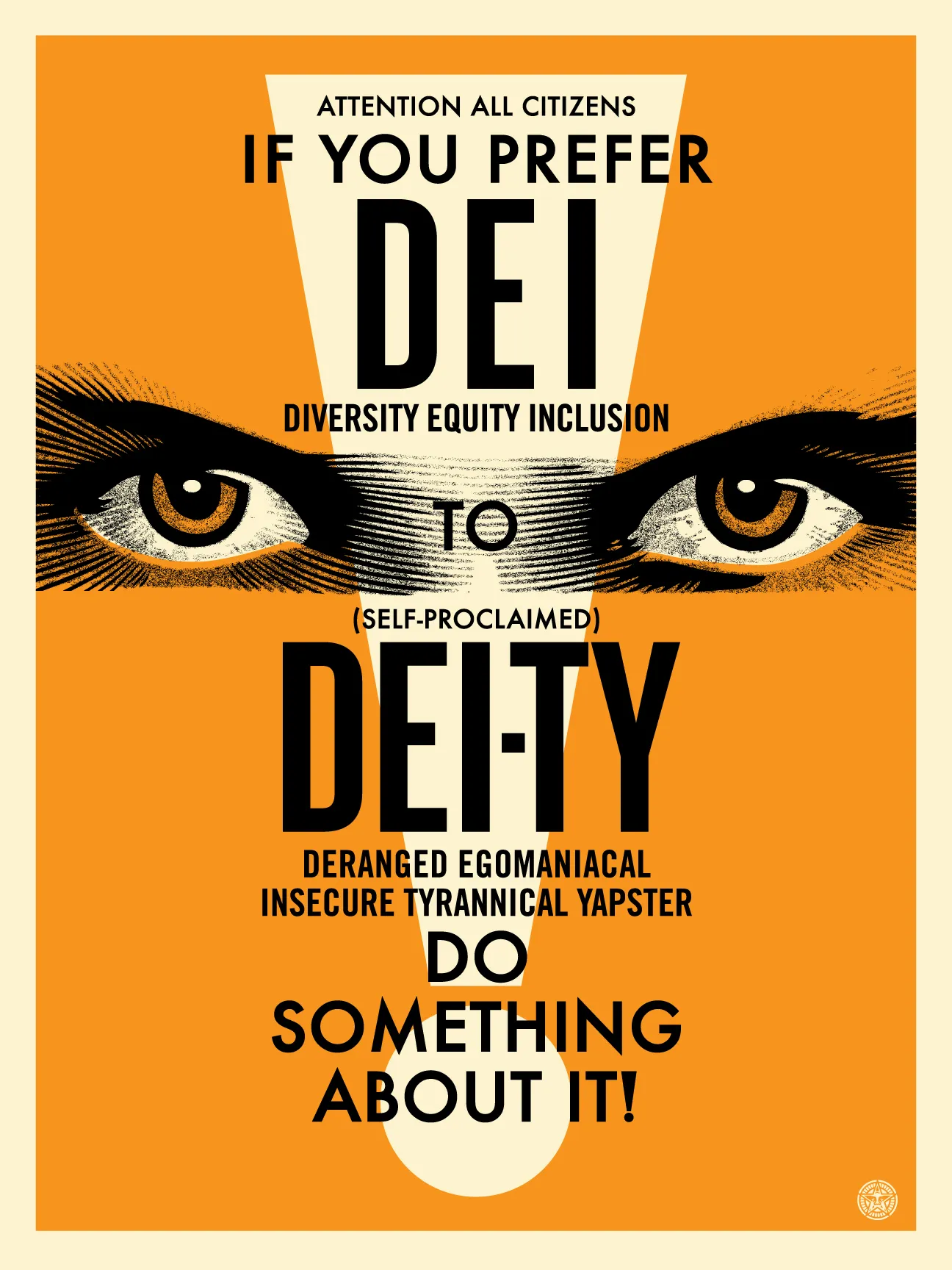 Dei-ty (orange), by Shepard Fairey, 2025