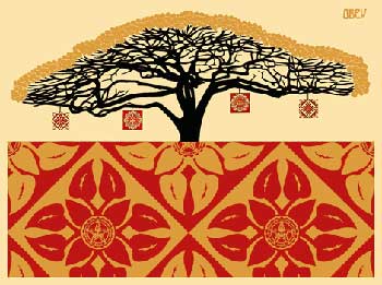 Metropark Monkey Pod Gold, by Shepard Fairey, 2006