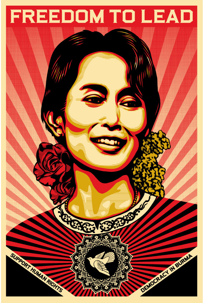 Aung San Suu Offset, by Shepard Fairey, 2009