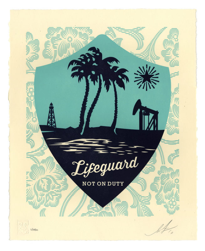 Lifeguard Not On Duty Letterpress, by Shepard Fairey, 2016