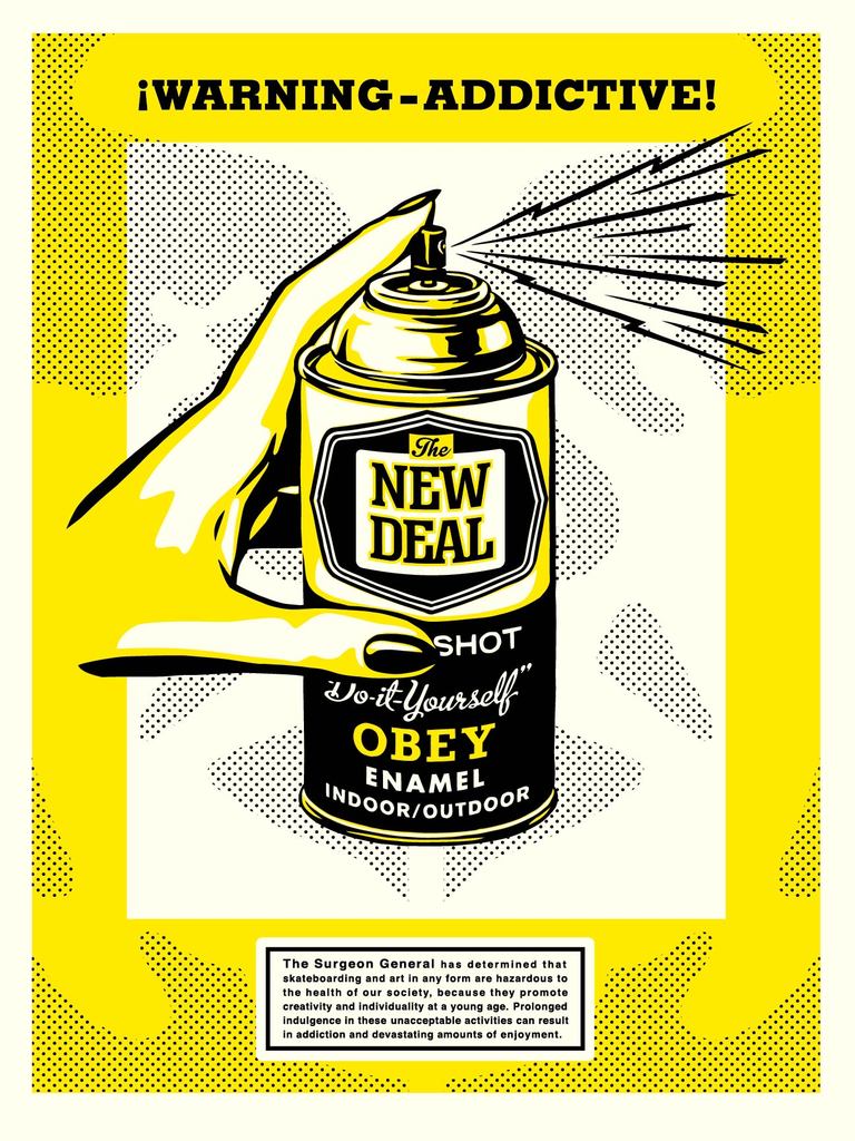 Warning-addictive!, by Shepard Fairey, 2020