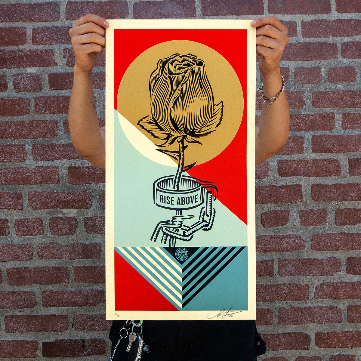 Rise Above Rose Geometric, by Shepard Fairey, 2022