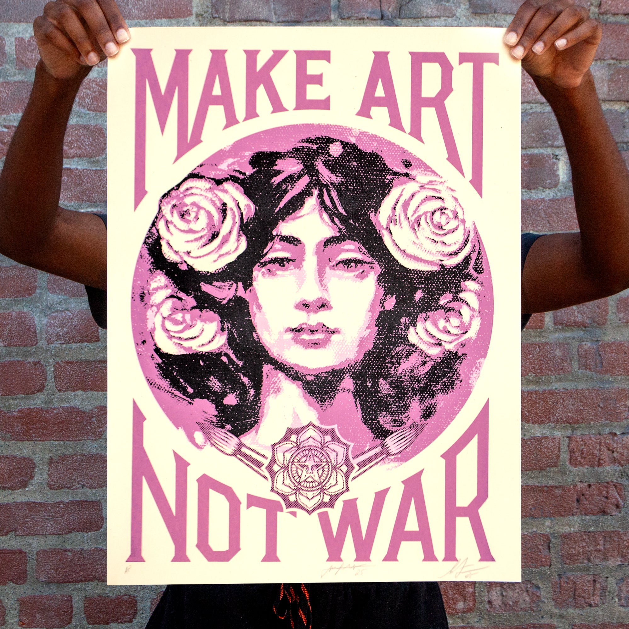 Make Art Not War (Painting) (Cream), by Shepard Fairey, 2025