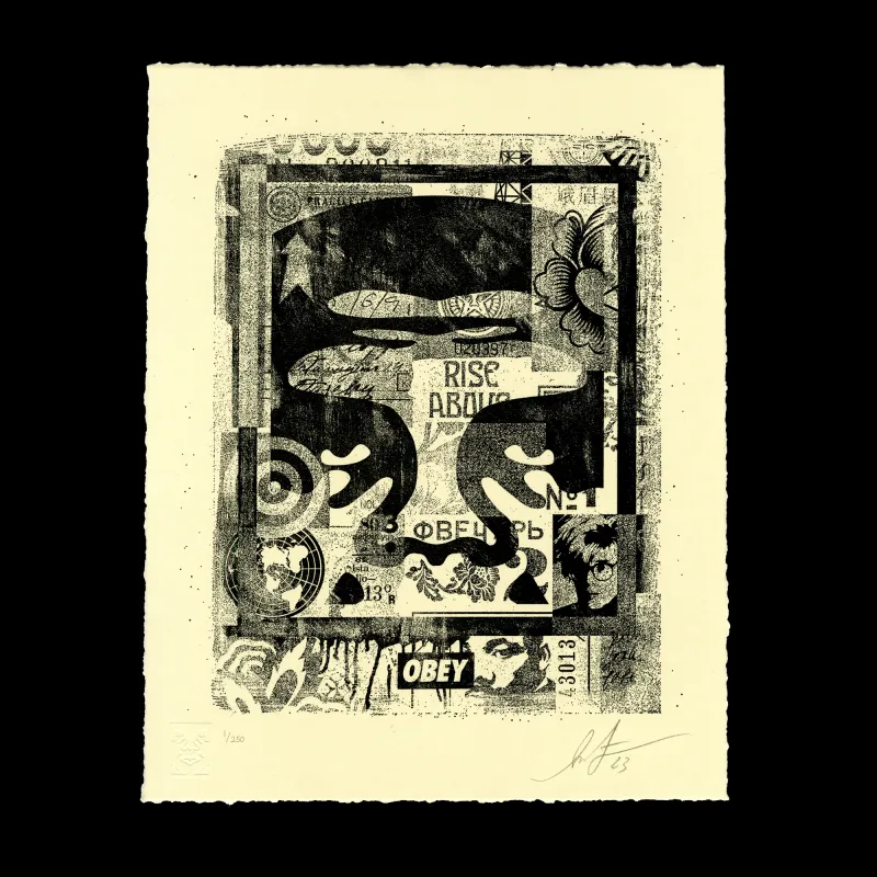 Icon Collage (top) Letterpress⁠, by Shepard Fairey, 2023