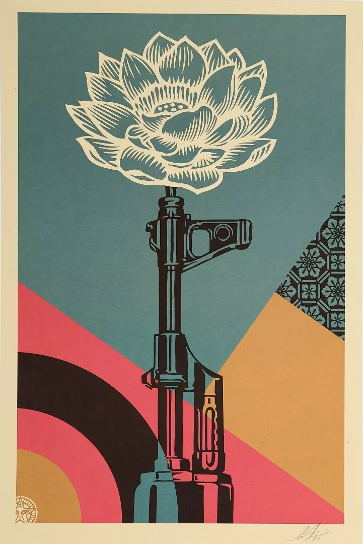 Ak-47 Lotus Offset Lithograph, by Shepard Fairey, 2024