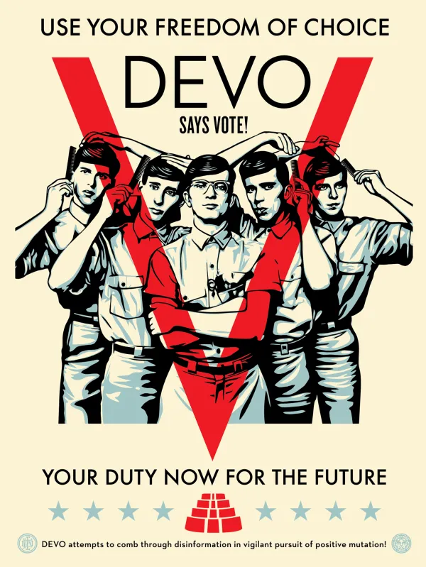 Devo Vote!, by Shepard Fairey, 2020