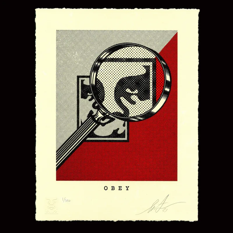 Obey Magnifying Glass (red), by Shepard Fairey, 2021