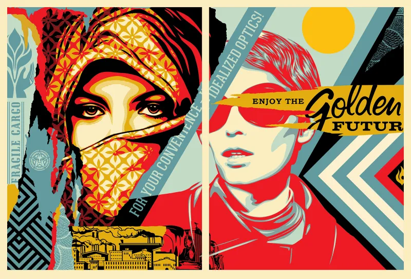 Golden Future For Some, by Shepard Fairey, 2017