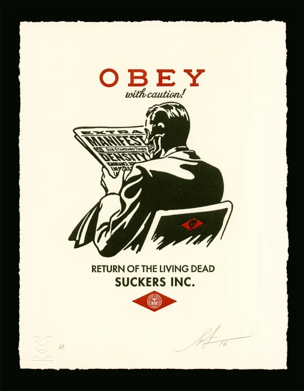 Obey With Caution, by Shepard Fairey, 2002