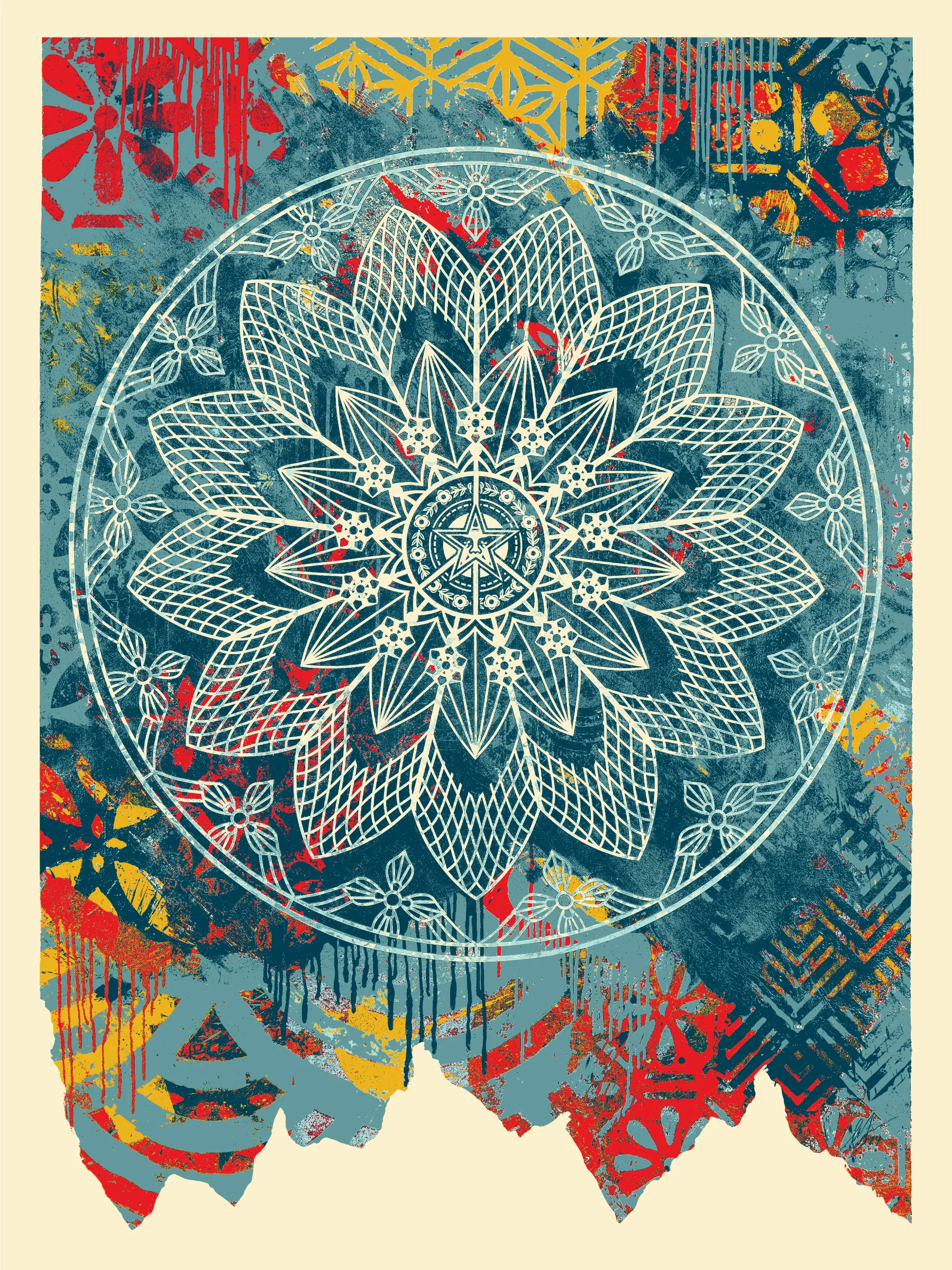 Collage Peace Mandala (blue), by Shepard Fairey, 2024