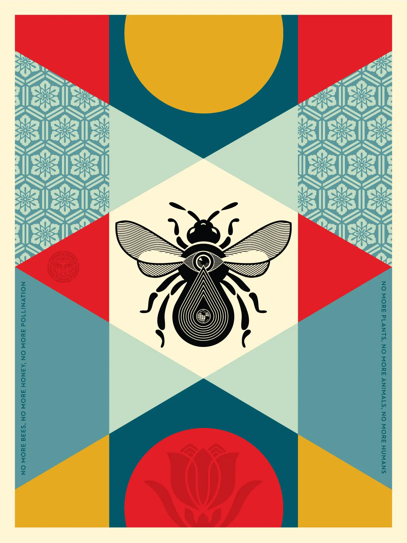 Bee Geometric (blue), by Shepard Fairey, 2024