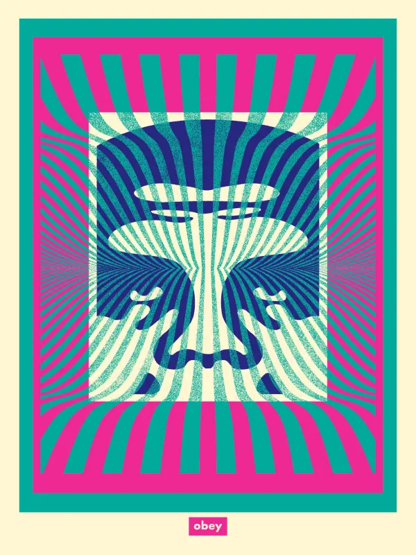 Op-art Icon(aqua), by Shepard Fairey, 2024