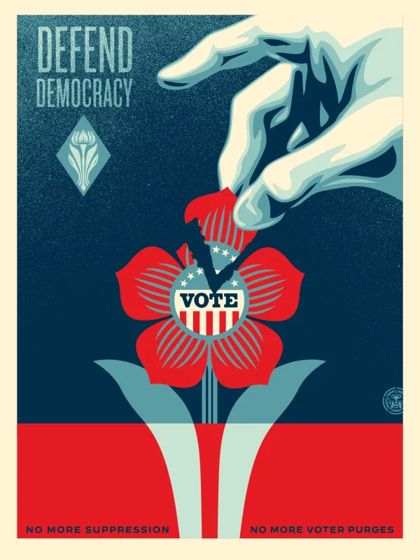 Defend Democracy, by Shepard Fairey, 2024