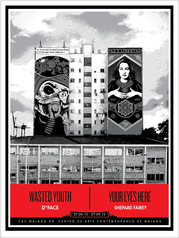 “wasted Youth / Your Eyes Here” (cac Malaga Edition), by Shepard Fairey, D*face, 2015