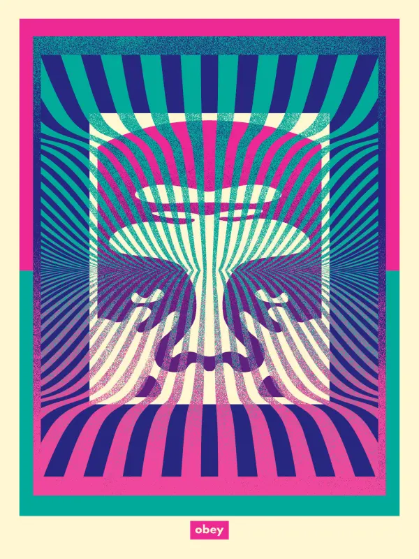 Op-art Icon(aqua Gradient), by Shepard Fairey, 2024