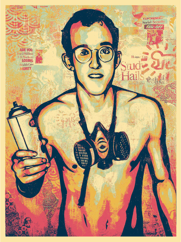 Keith Haring Canvas Print – Green Colorway, by Shepard Fairey, 2010