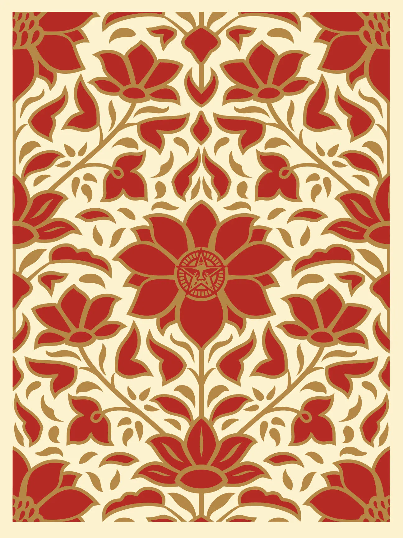 Obey Deco Floral Pattern(red), by Shepard Fairey, 2024
