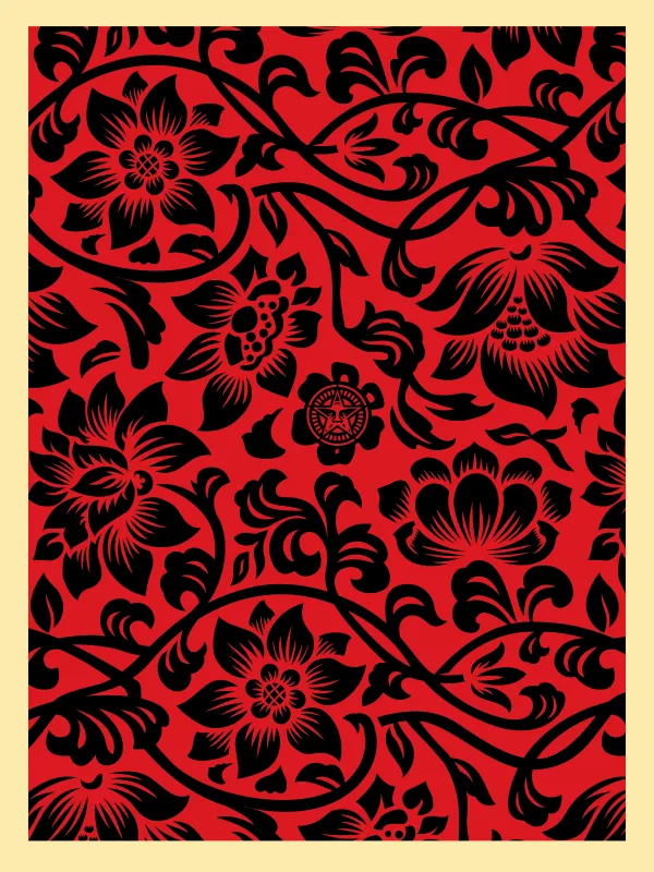 Floral Takeover 2017 (black/red), by Shepard Fairey, 2017