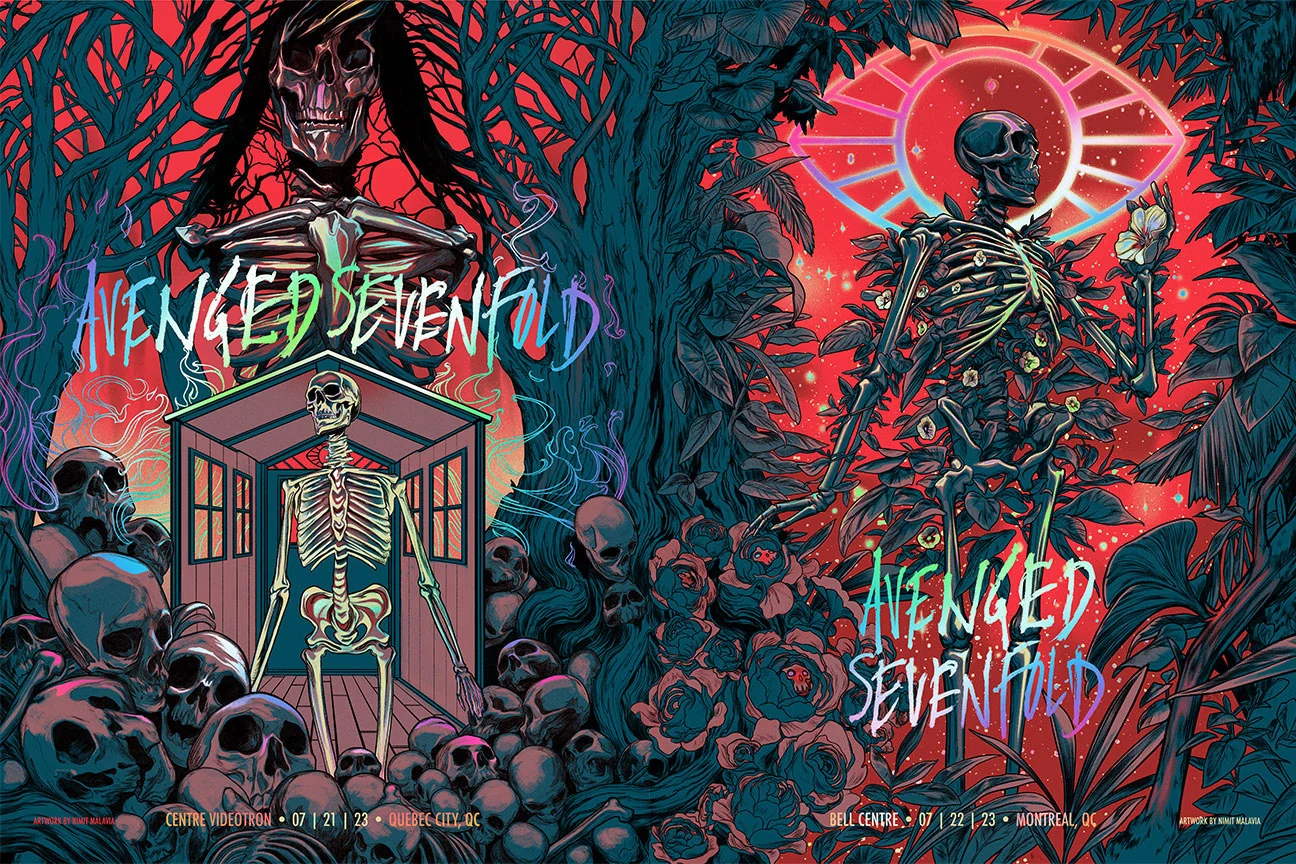 Avenged Sevenfold Blue Variant Rainbow Foil Diptych AP, by Nimit Malavia