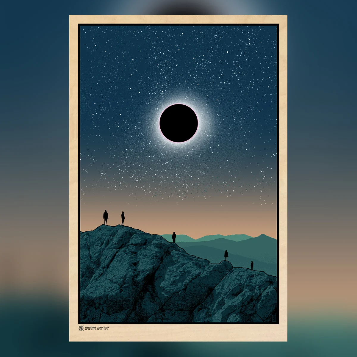 Solar Eclipse - Wood Panel - 44°32′38″N 72°48′52″W - Breadcrumb Trail #005, by Dan McCarthy, 2024
