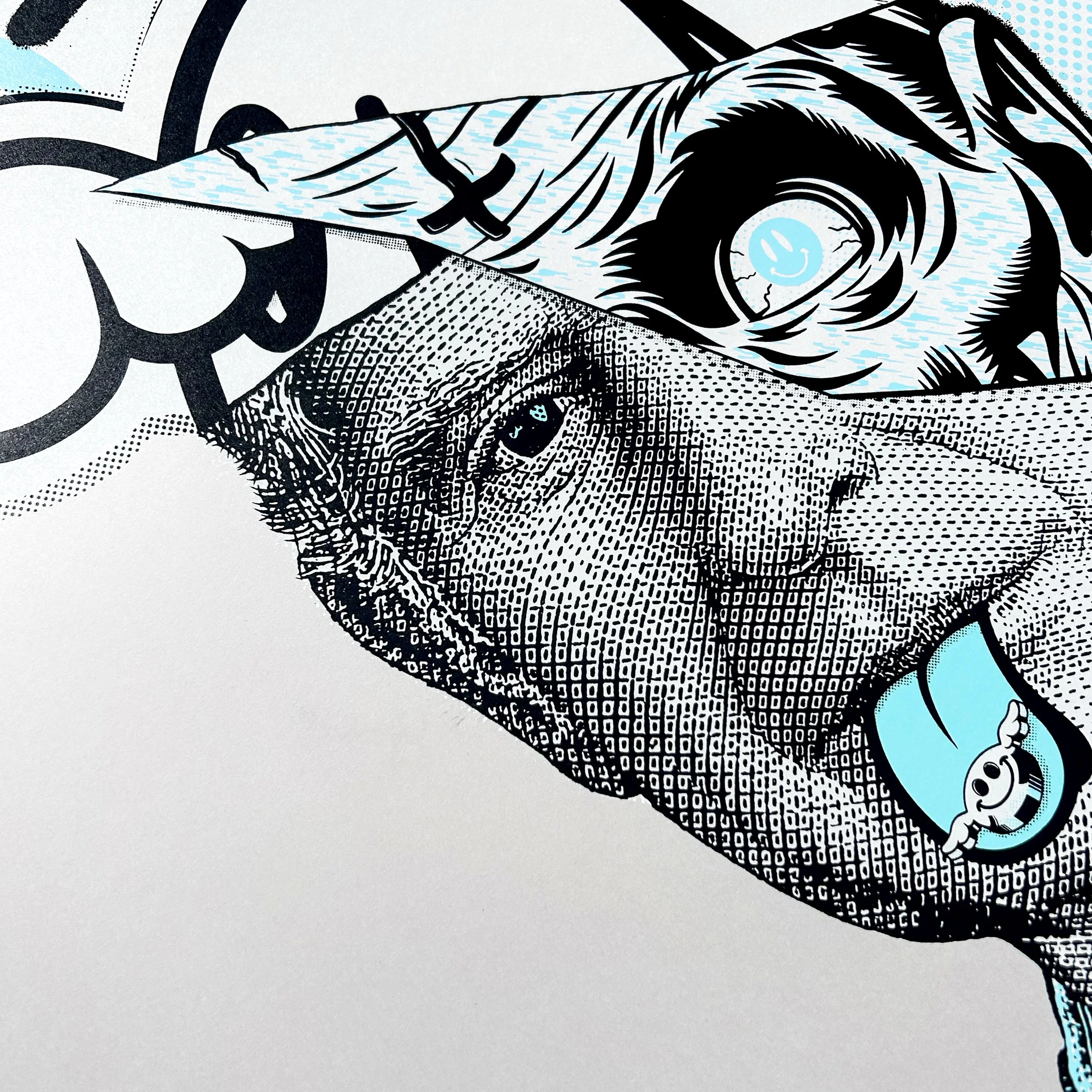 Punk Press - Monarchy Mash-Up, by D*face, 3-colour, hand-pulled silkscreen print on Olin Colours, grey, matt, 240gsm paper stock thumbnail 2