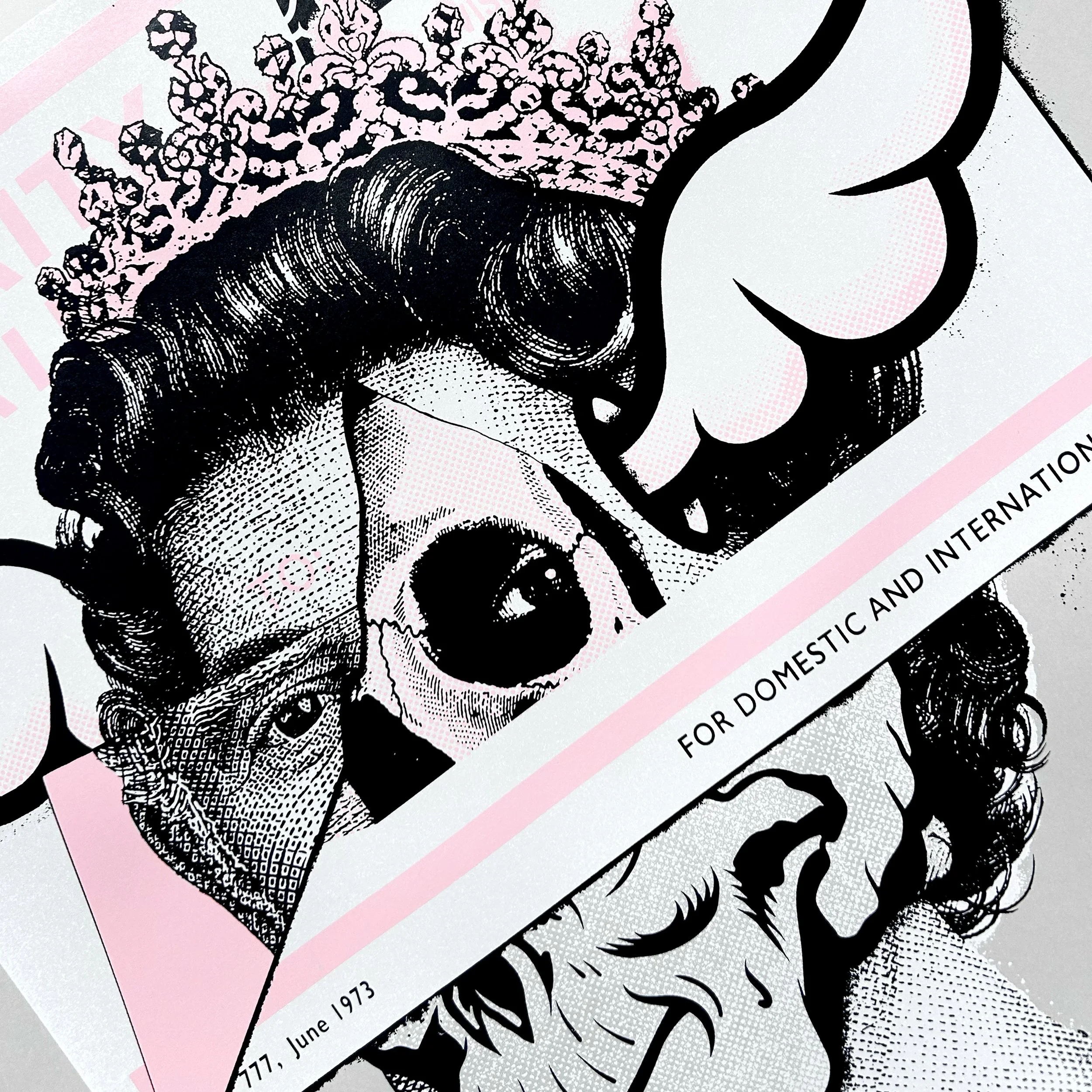 Punk Press - Royal Fail, by D*face, 3-colour, hand-pulled silkscreen print on Olin Colours, grey, matt, 240gsm paper stock thumbnail 2