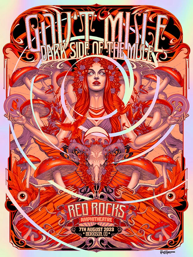 Gov'T Mule Red Rocks Red Variant Rainbow Foil AP, by Wildner Lima