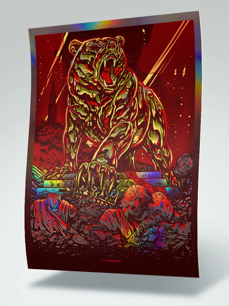 The Golden Bear | Art Print Rainbow Foil, by Munk One thumbnail 2