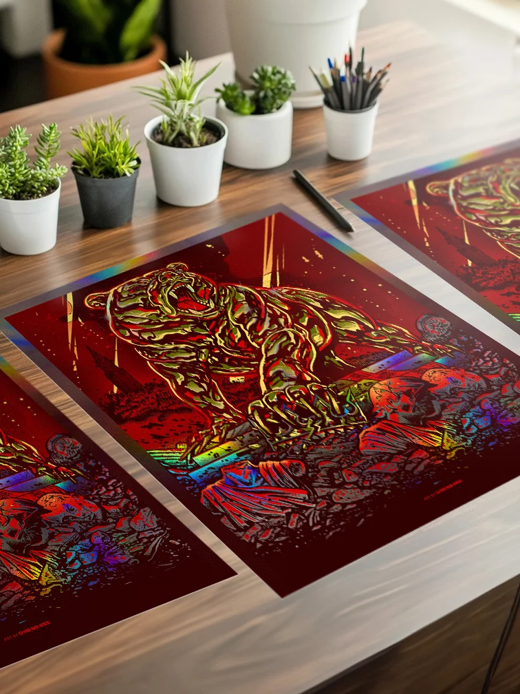 The Golden Bear | Art Print Rainbow Foil, by Munk One thumbnail 3