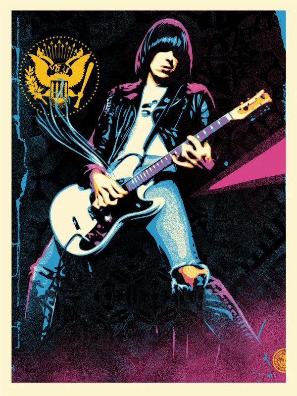 Johnny Ramone Smokin' Strings, by Shepard Fairey, 2024