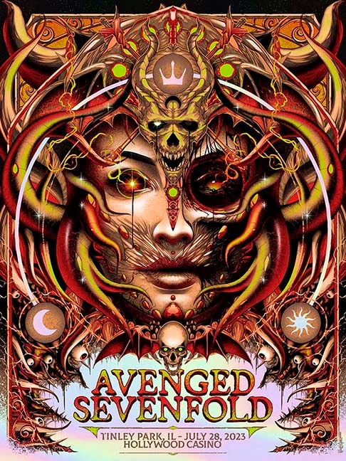 Avenged Sevenfold Tinley Park Red Vaiant Rainbow Foil AP, by Wildner Lima