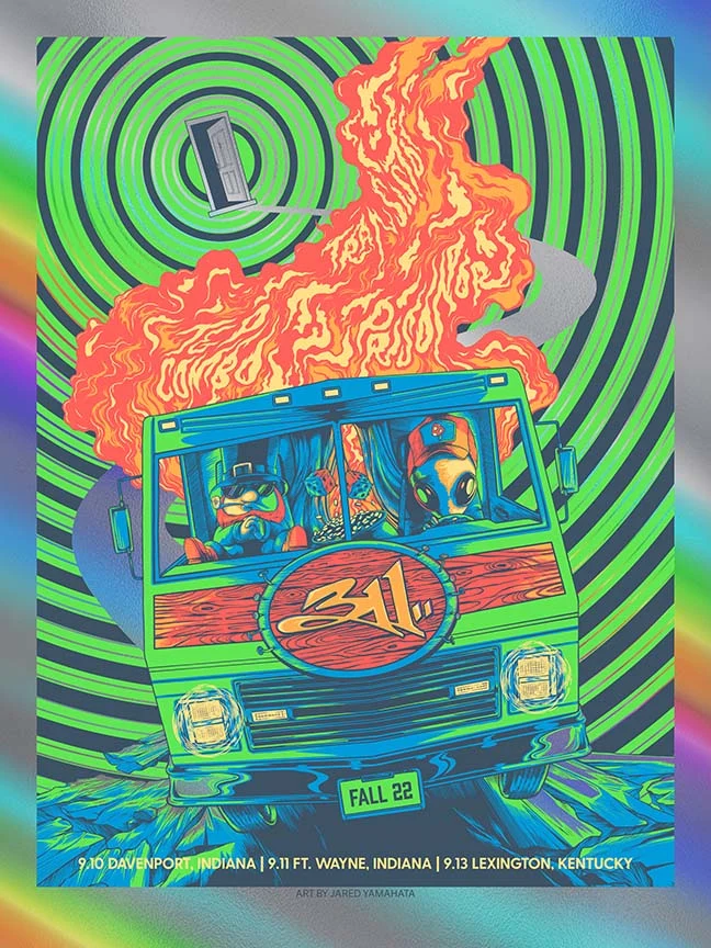 311 Fall Tour Green Rainbow Foil Variant AP, by Jared Yamahata