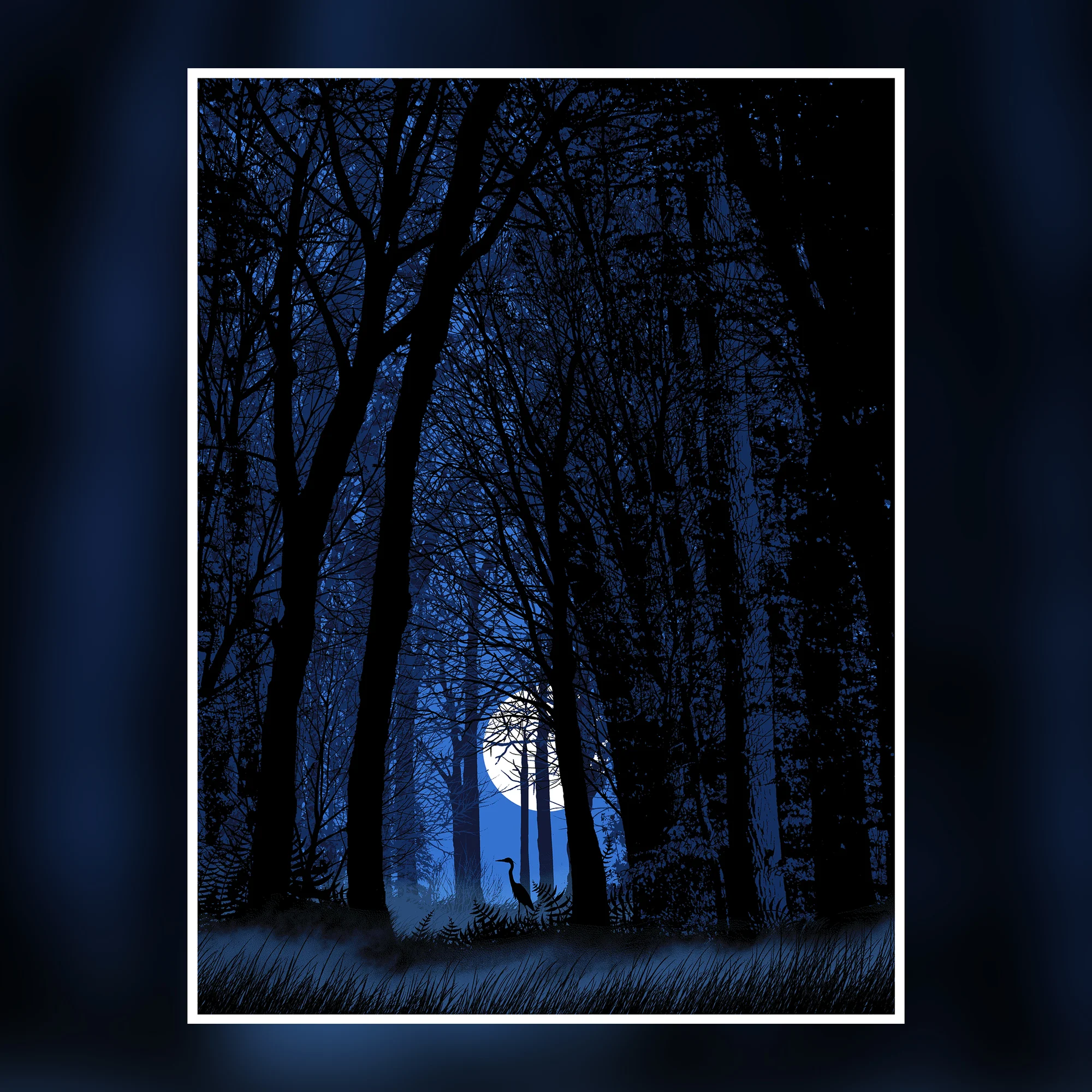 3 copies available - Crane in the woods - Moon variant, by Dan McCarthy thumbnail 2