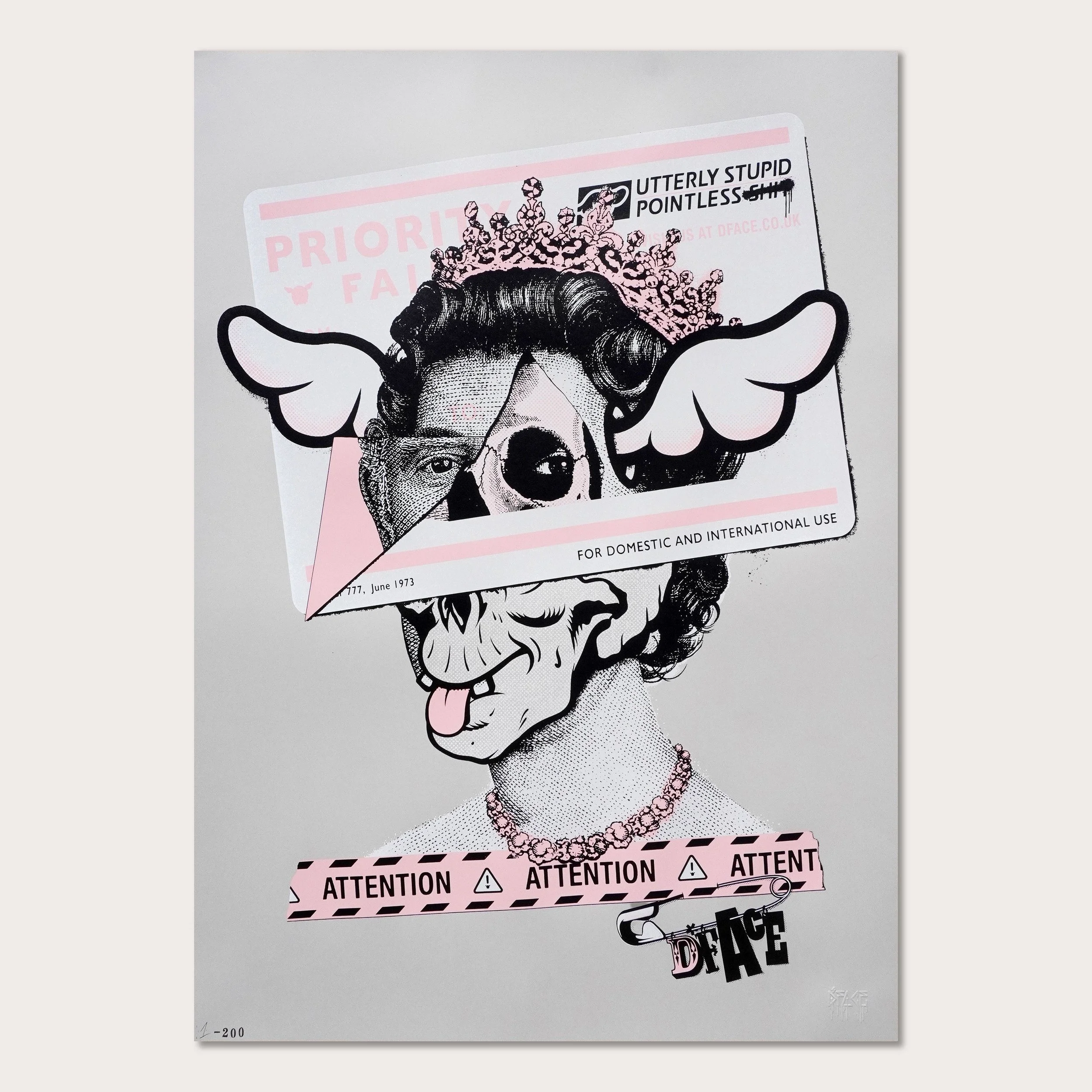 Punk Press - Royal Fail, by D*face, 3-colour, hand-pulled silkscreen print on Olin Colours, grey, matt, 240gsm paper stock