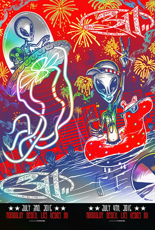 311 July 4th AP Rainbow Foil Uncut, by Munk One, 2015