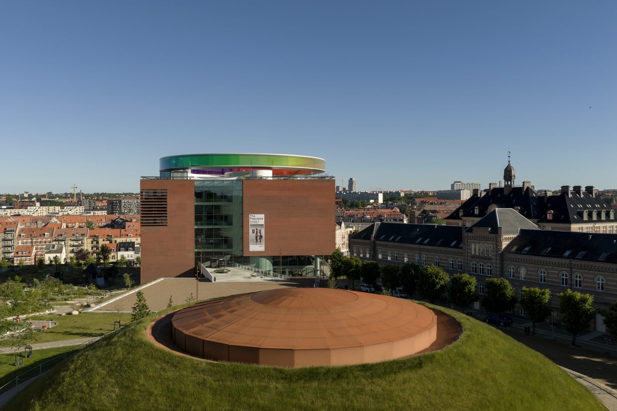 Drone view of the As Seen Below dome in Aarhus
