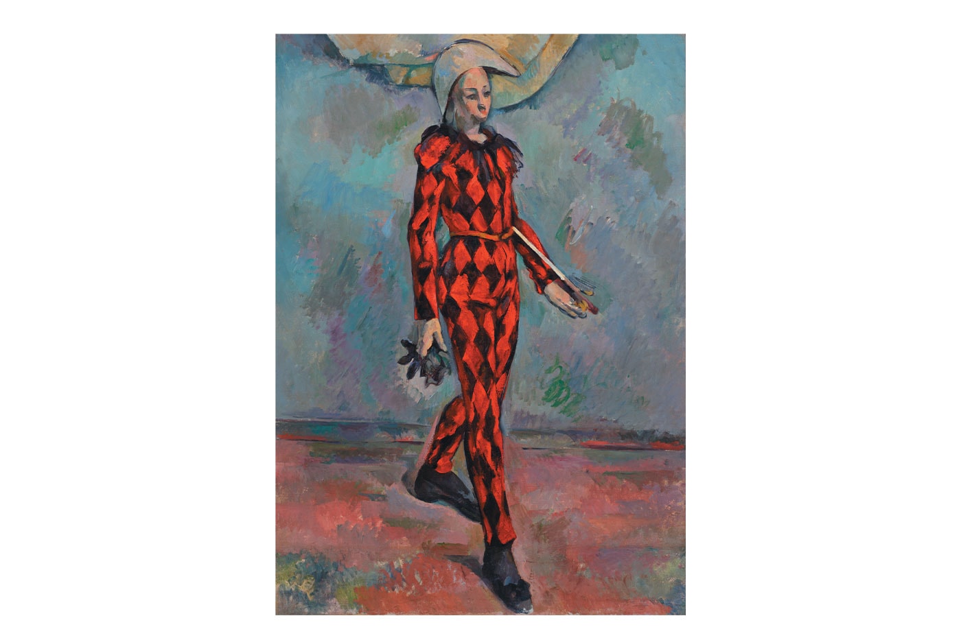 Paul Cézanne's Arlequin, showing his son Paul in a red-and-black diamond costume