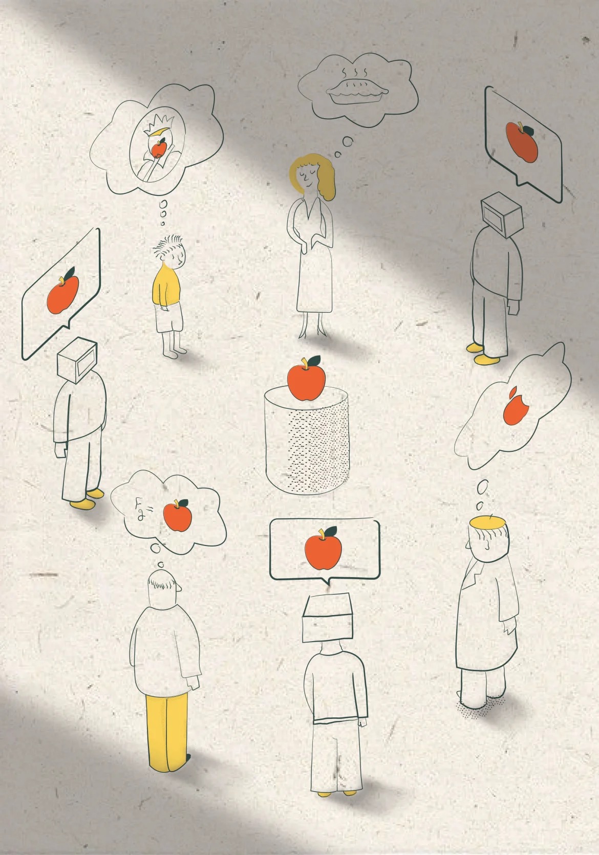 Posterheroes 15 winning poster by Aida Hosseinzadeh showing people and screens interpreting the same apple in different ways
